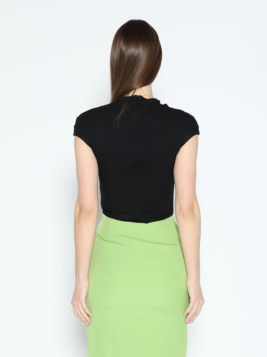 Flower Applique Mock Neck Cap Sleeve Top - Glamourous Grace