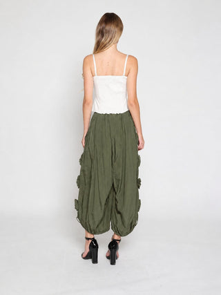 Flower Applique Parachute Pants