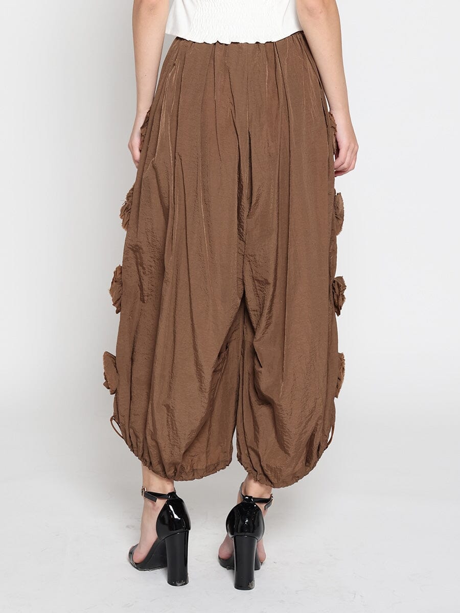 Flower Applique Parachute Pants - Glamourous Grace