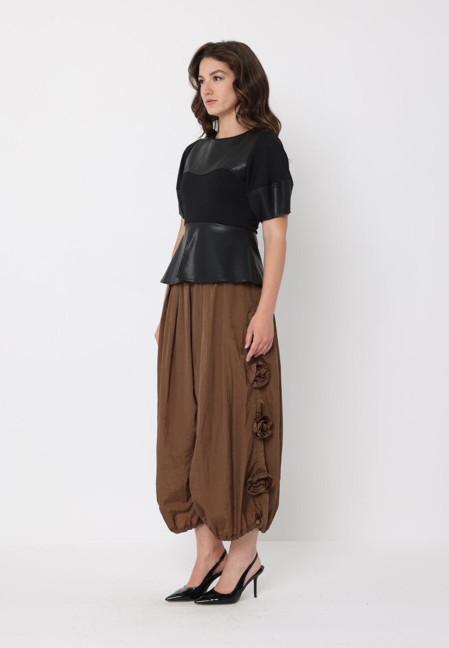 Flower Applique Parachute Pants - Glamourous Grace