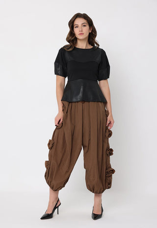 Flower Applique Parachute Pants - Glamourous Grace