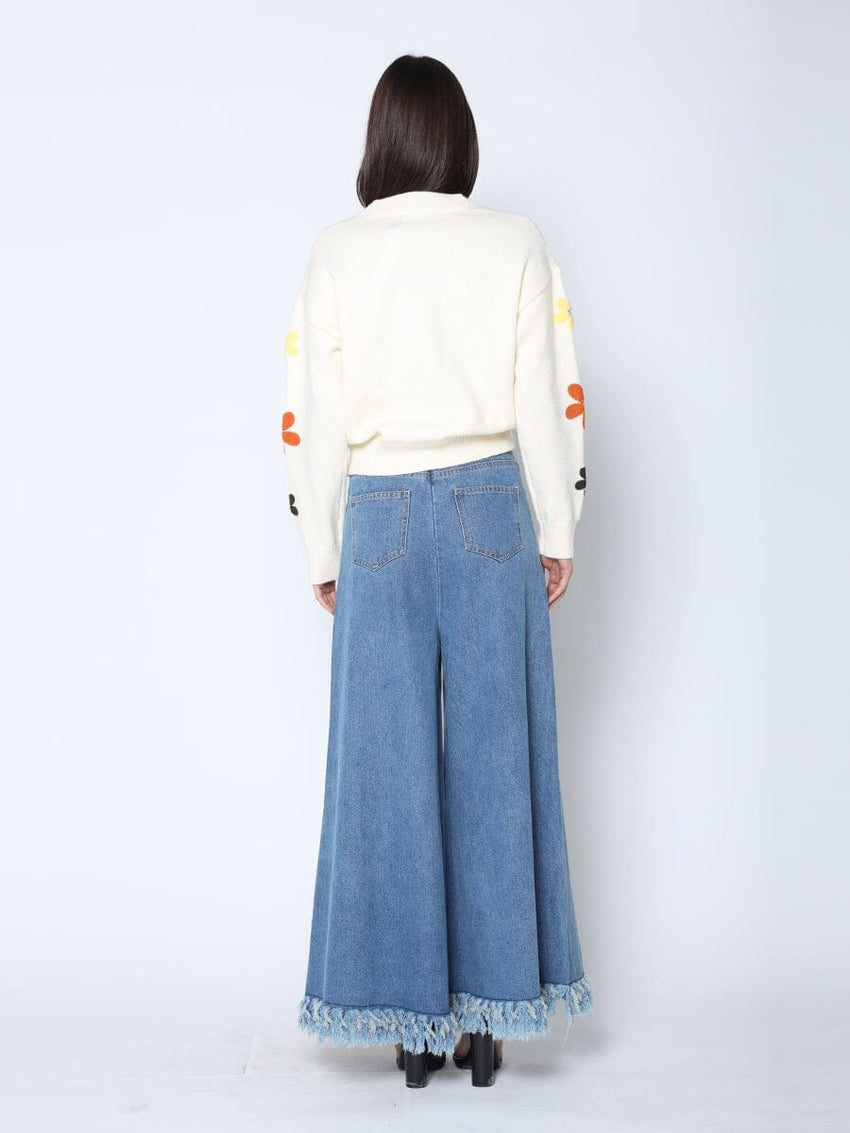 Flower Embroidered Cardigan Sweater