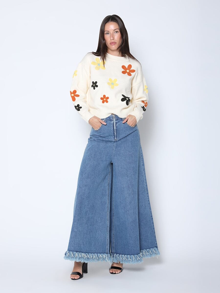 Flower Embroidered Cardigan Sweater - Glamourous Grace