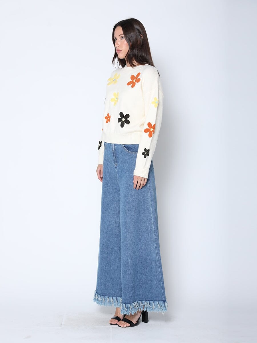 Flower Embroidered Cardigan Sweater - Glamourous Grace