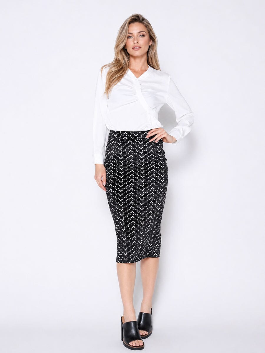 Flower Embroidered Midi Bodycon Pencil Skirt - Glamourous Grace