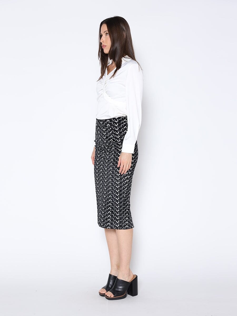 Flower Embroidered Midi Bodycon Pencil Skirt - Glamourous Grace