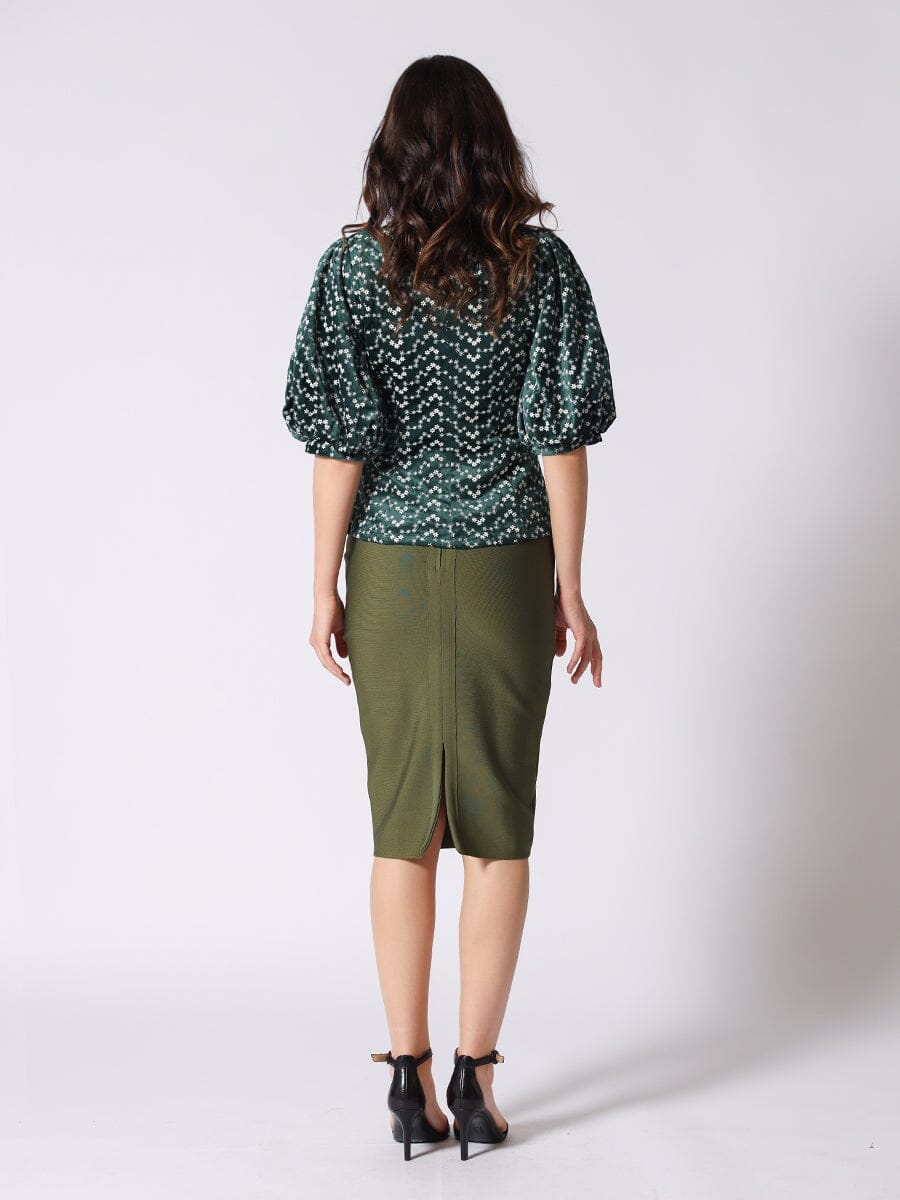 Flower Embroidered Puff Sleeve Peplum Style Blouse - Glamourous Grace
