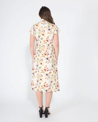 Flower print cross body short sleeve dress