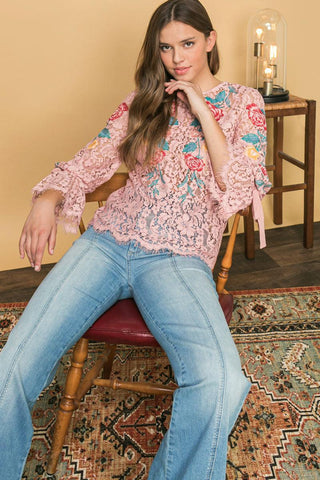 EMBROIDERED LACE TOP - Glamourous Grace