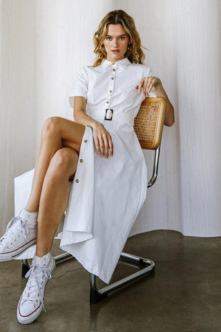 LUCKY ME WOVEN MIDI DRESS - Glamourous Grace