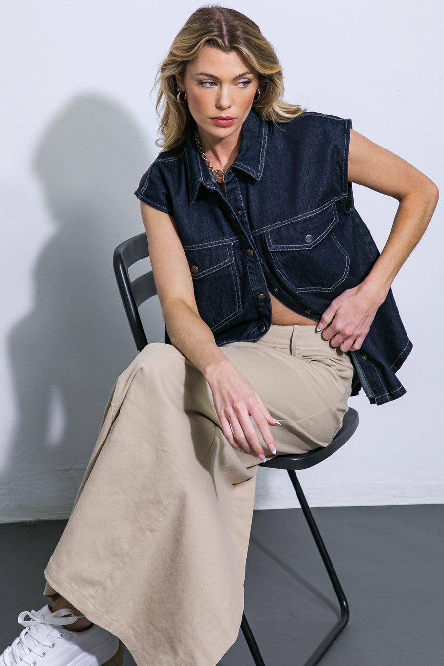 LET'S JUST RELAX DENIM TOP - Glamourous Grace
