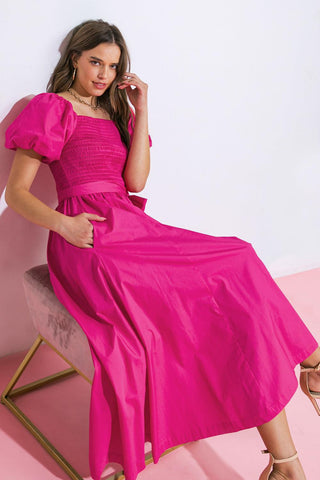 A PEACEFUL PLACE WOVEN MIDI DRESS - Glamourous Grace