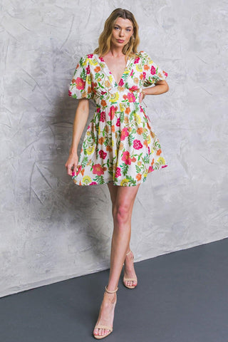FREE ME TODAY FLORAL WOVEN MINI DRESS - Glamourous Grace