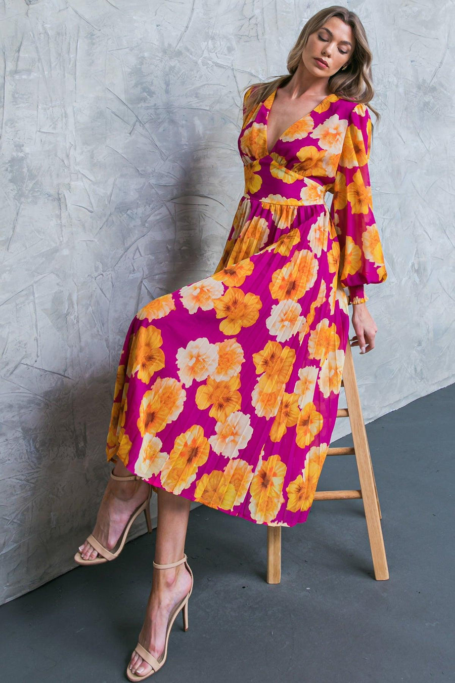 LOOK AT HER FLORAL WOVEN MIDI DRESS - Glamourous Grace