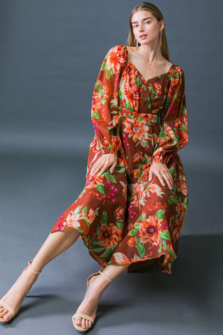 LET IT HAPPEN WOVEN ORGNZA MIDI DRESS - Glamourous Grace