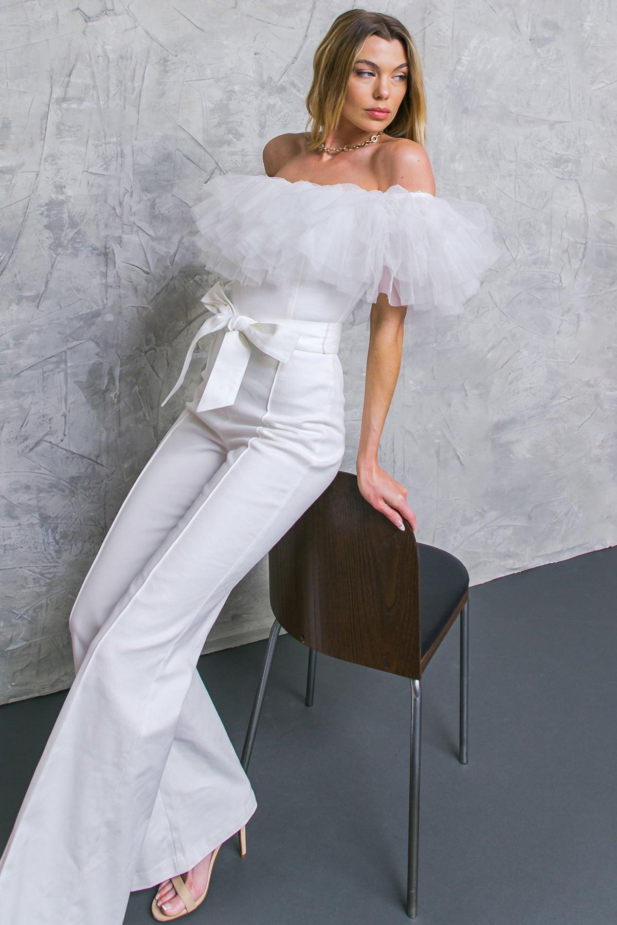 A POWER MOOD WHITE DENIM JUMPSUIT - Glamourous Grace