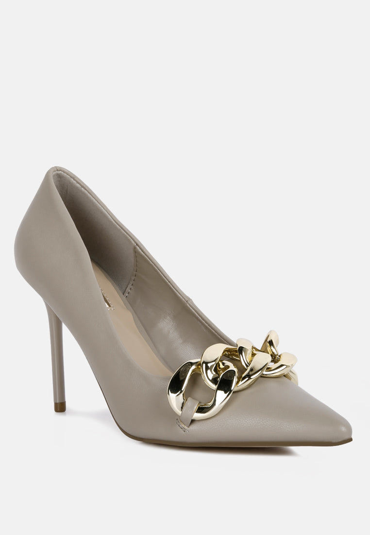 Fontana Link Chain Detail High Heel Pumps - Glamourous Grace