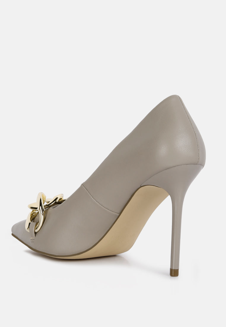Fontana Link Chain Detail High Heel Pumps - Glamourous Grace