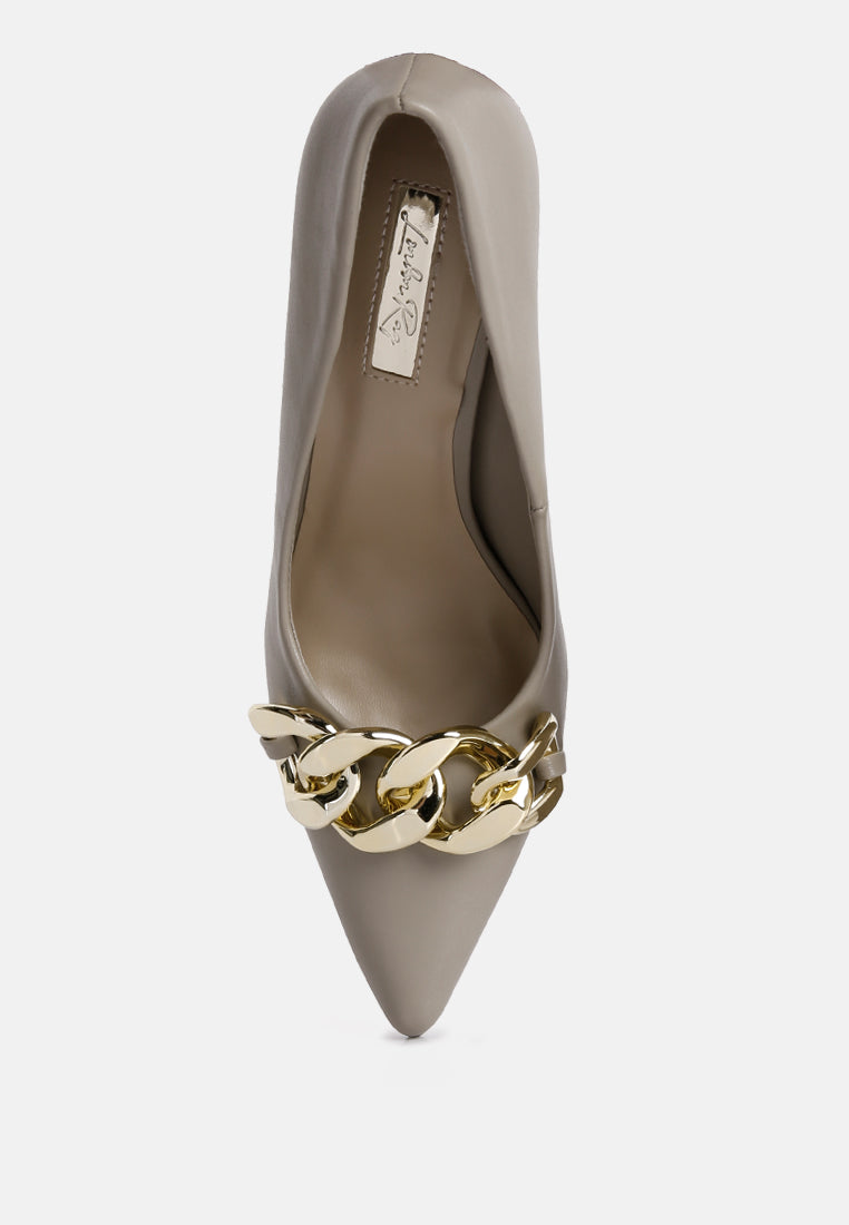 Fontana Link Chain Detail High Heel Pumps - Glamourous Grace