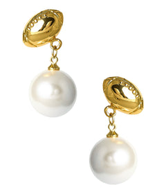 Football - Pearl Drop Stud Earring - 18k Gold Plated