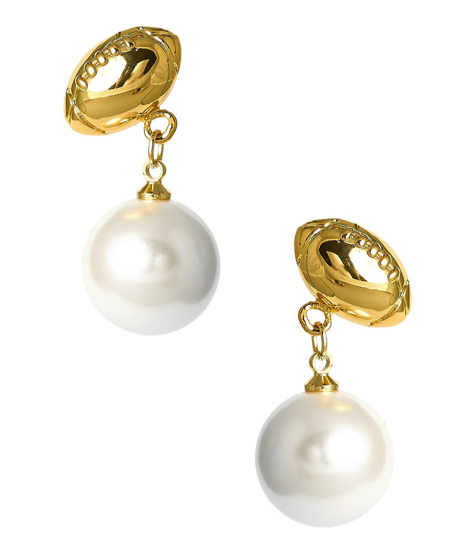 Football - Pearl Drop Stud Earring - 18k Gold Plated - Glamourous Grace