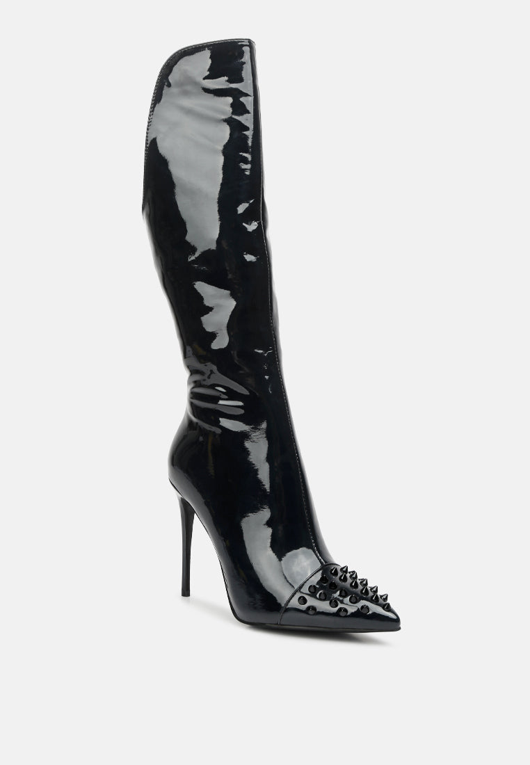 Forbidden Stud Stiletto Calf Boots - Glamourous Grace