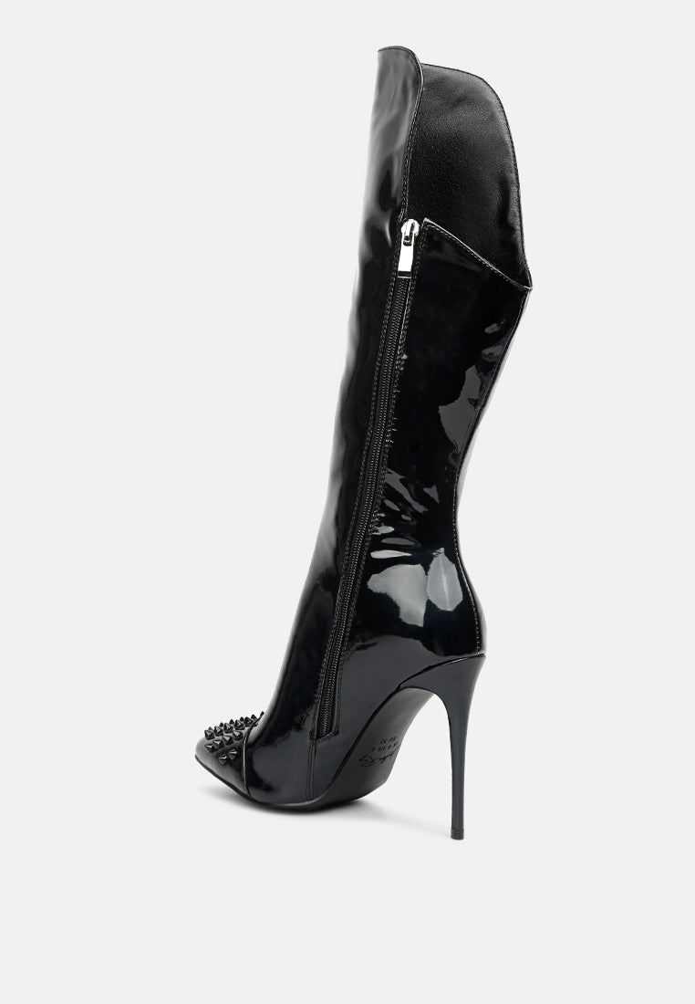 Forbidden Stud Stiletto Calf Boots - Glamourous Grace