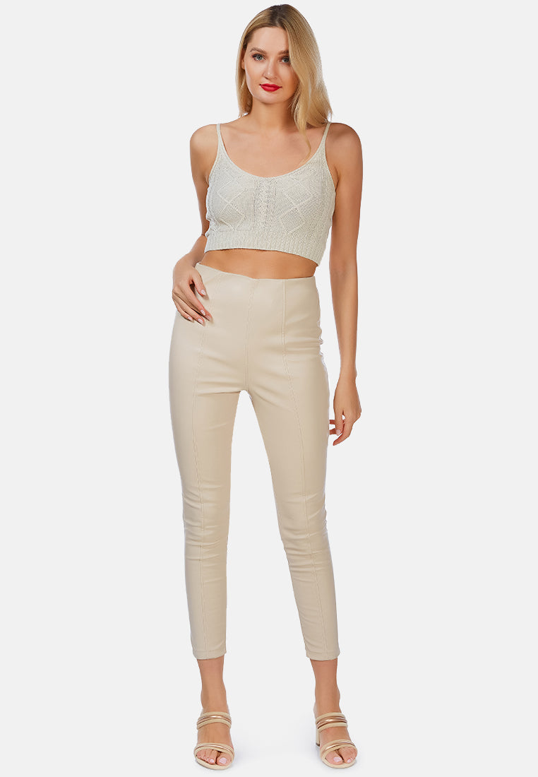 Formal Straight Faux Leather Trousers - Glamourous Grace