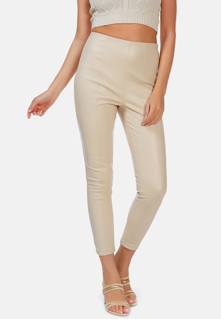 Formal Straight Faux Leather Trousers - Glamourous Grace