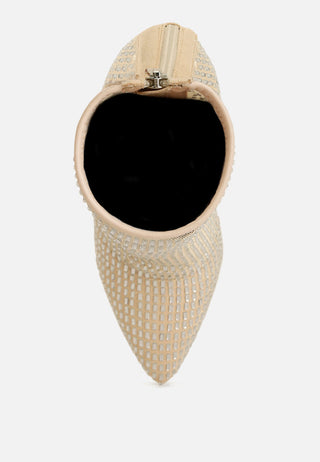 Fortunate Rhinestones Embellished Mesh Boots - Glamourous Grace