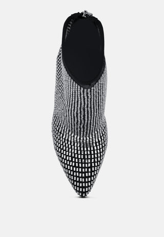 Fortunate Rhinestones Embellished Mesh Boots - Glamourous Grace