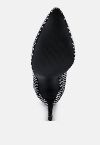 Fortunate Rhinestones Embellished Mesh Boots - Glamourous Grace