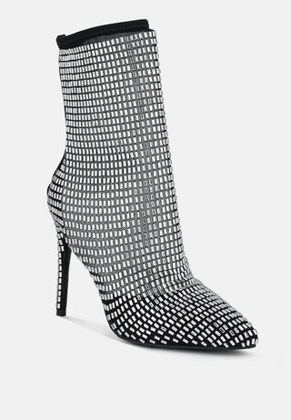 Fortunate Rhinestones Embellished Mesh Boots - Glamourous Grace