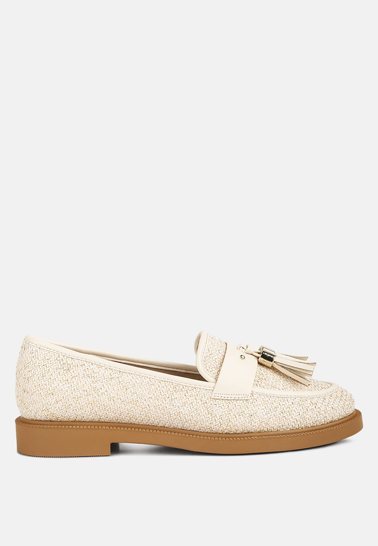Foxford Tassle Detail Raffia Loafers - Glamourous Grace
