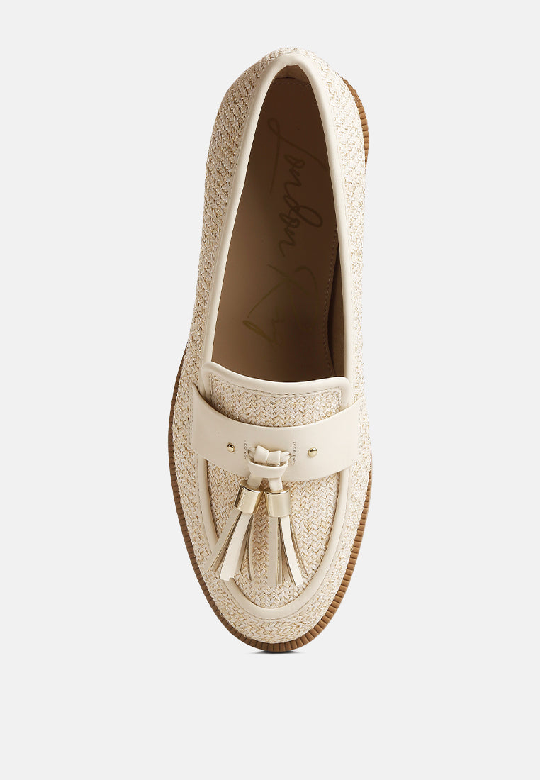 Foxford Tassle Detail Raffia Loafers - Glamourous Grace