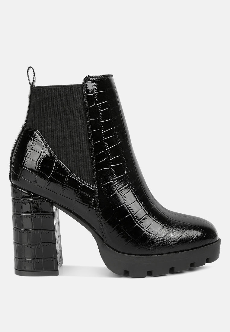 Foxy Faux Leather Croc Chelsea Boots - Glamourous Grace