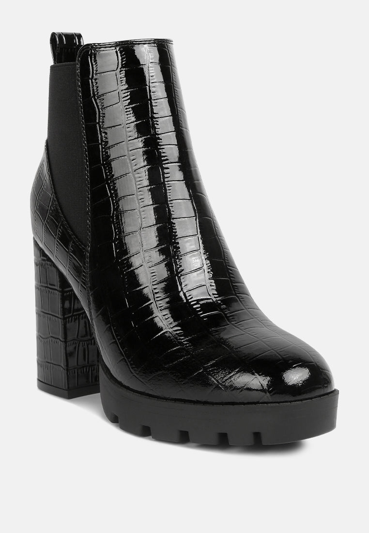 Foxy Faux Leather Croc Chelsea Boots - Glamourous Grace