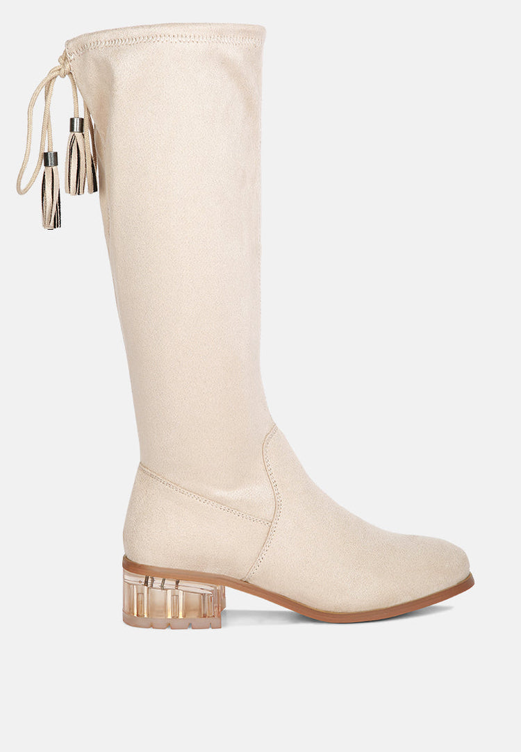 Francesca Tassels Detail Short Heel Calf Boot - Glamourous Grace