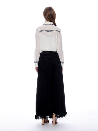 Gracia Fashion Women's Frayed Raw Hem Wide Leg Slouchy Denim Pants - Glamourous Grace