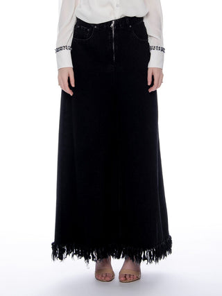 Gracia Fashion Women's Frayed Raw Hem Wide Leg Slouchy Denim Pants - Glamourous Grace