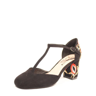 Frenchie T-Strap Embroidered Heels - Glamourous Grace