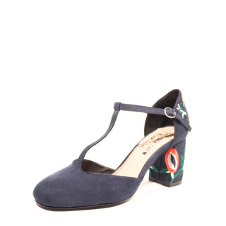 Frenchie T-Strap Embroidered Heels - Glamourous Grace