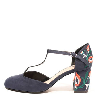Frenchie T-Strap Embroidered Heels - Glamourous Grace