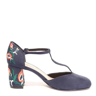 Frenchie T-Strap Embroidered Heels - Glamourous Grace
