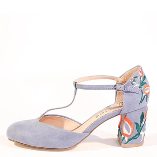 Frenchie T-Strap Embroidered Heels - Glamourous Grace