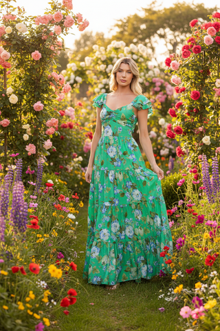Fresh Blossom Woven Maxi Dress - Garden Editorial