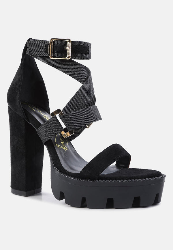 Fresh Daisy Harness Straps Block Heel Sandals - Glamourous Grace