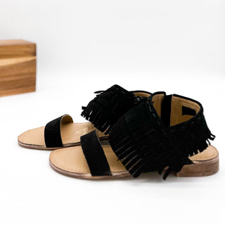 Fringe Star Sandal in Black - Glamourous Grace