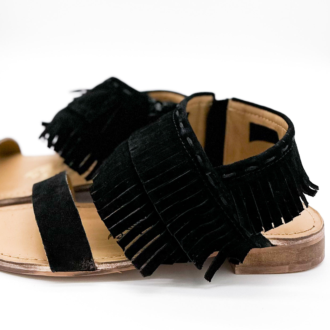 Fringe Star Sandal in Black - Glamourous Grace
