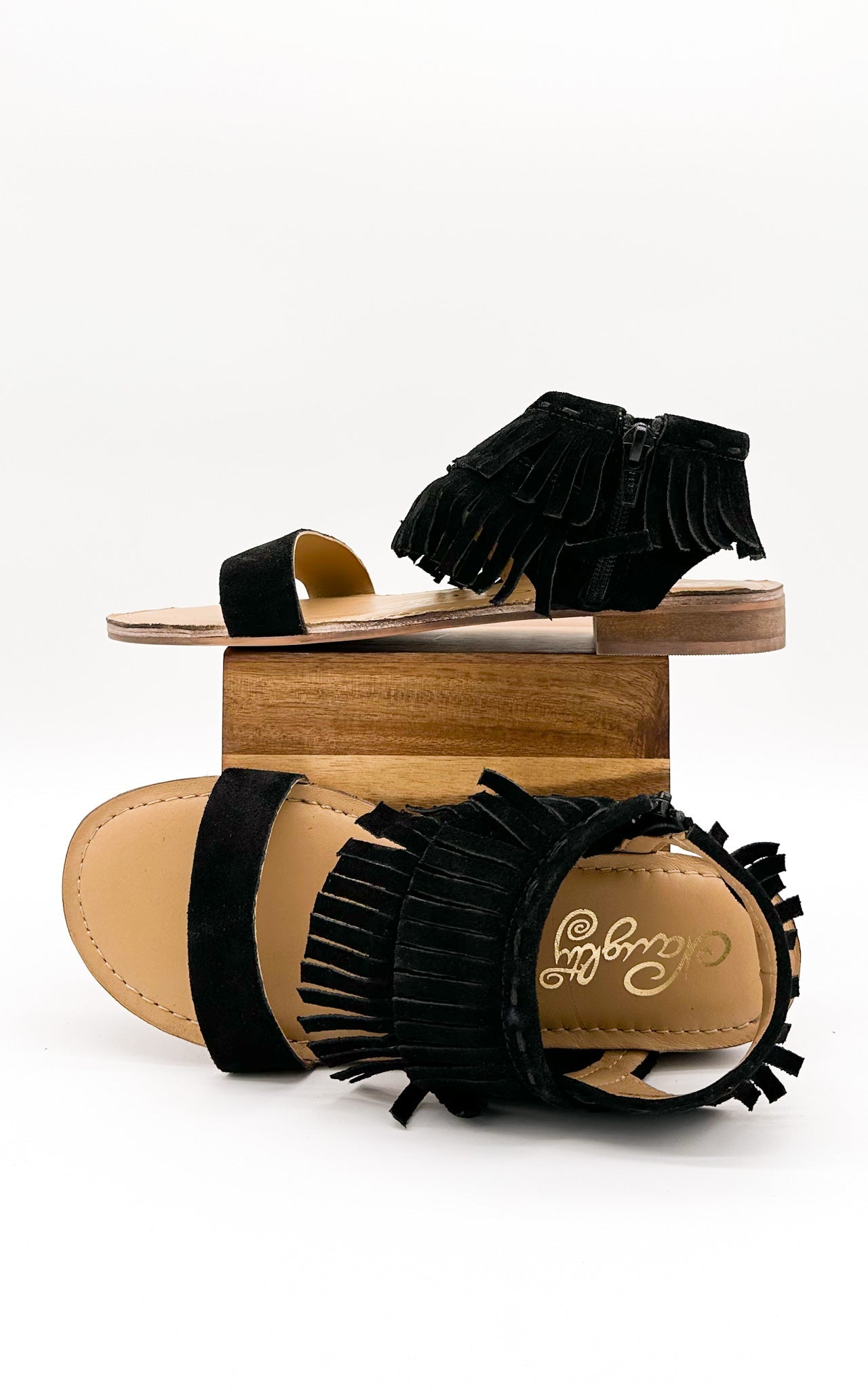 Fringe Star Sandal in Black - Glamourous Grace